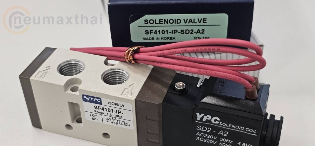 ส่ง Solenoid valve SF4101-IP-SD2-A2 5/2 SOLENOID VALVE 1/4″ AC220V , “YPC”