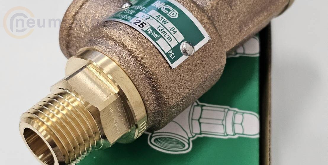ส่ง Safety valve 20Kgf , A3W-04-20 SAFETY RELIEF VALVE 1/2″ , 20Kgf/cm2 ,ไม่มีด้าม , “NCD”