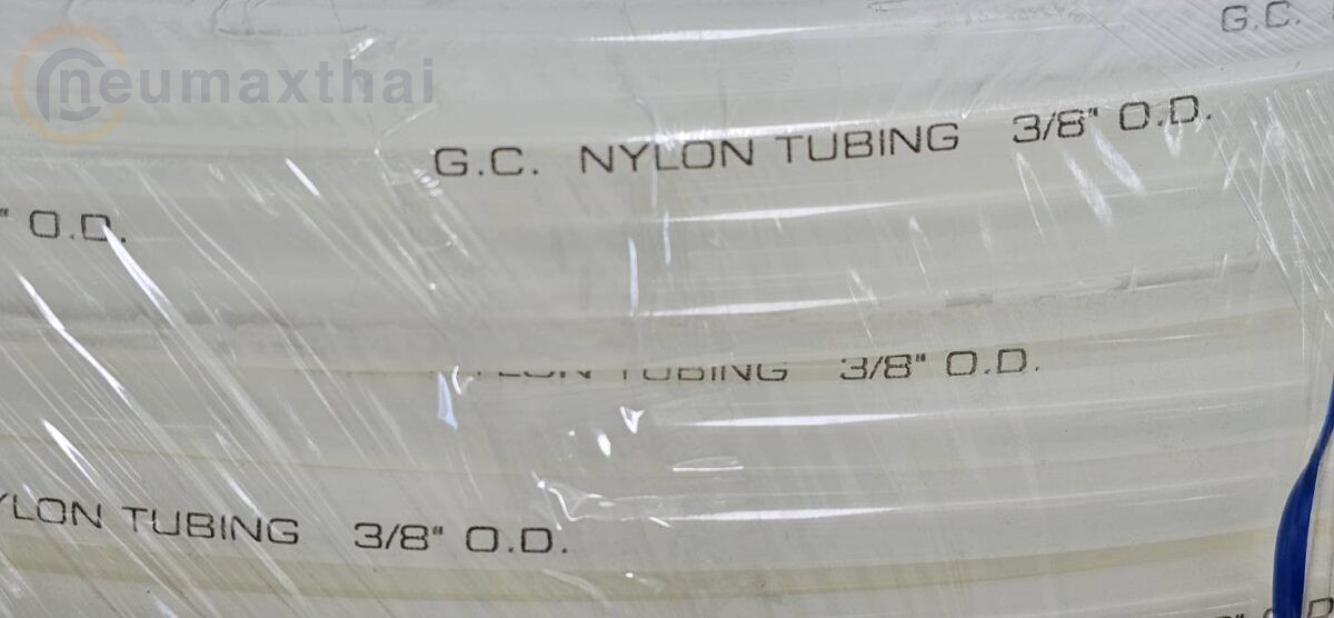 ส่งสายไลล่อน size หุน , NY-3/8W-100M NYLON TUBING  3/8″ WHITE ,”GC”
