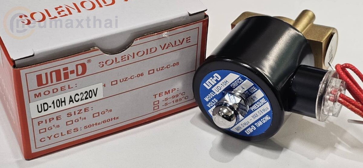 ส่ง solenoid valve ,UD-10-H-AC220 2/2 SOLENOID VALVE 3/8″ , AC220 ,”UNI-D”