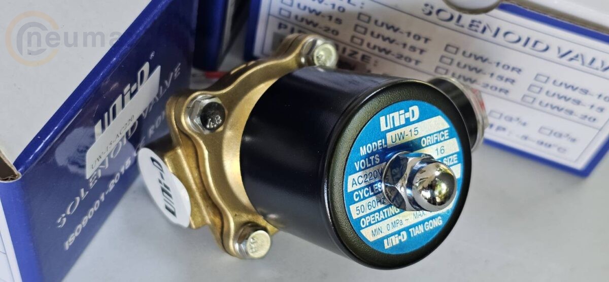 ส่ง solenoid valve ,UW-15-AC220 2/2 SOLENOID VALVE 1/2″ ,AC220 , “UNI-D”