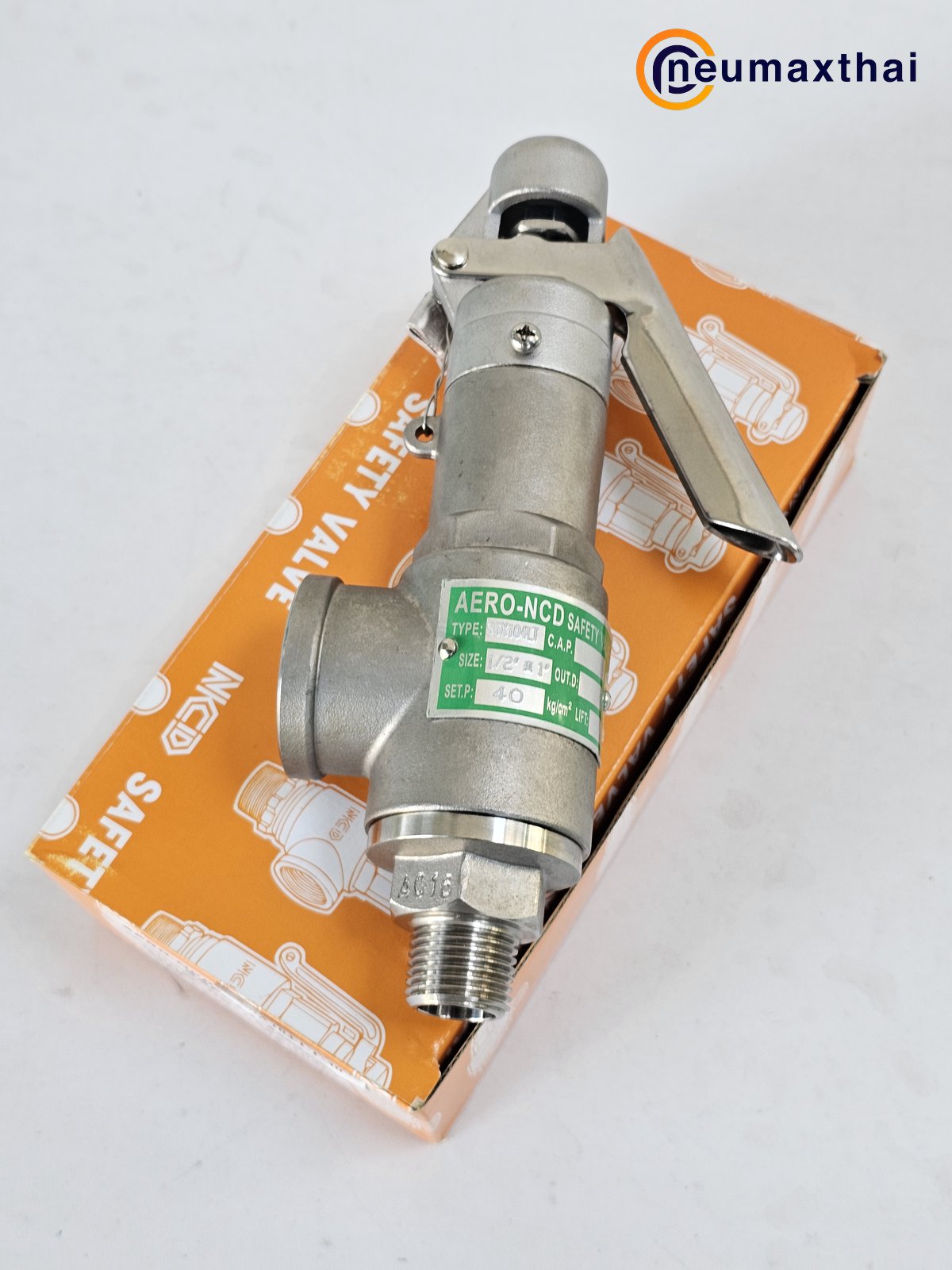 SSX104-LT-40  SS SAFETY VALVE 1/2″ ,40Kgf/cm2 มีด้าม “AERO-NCD”