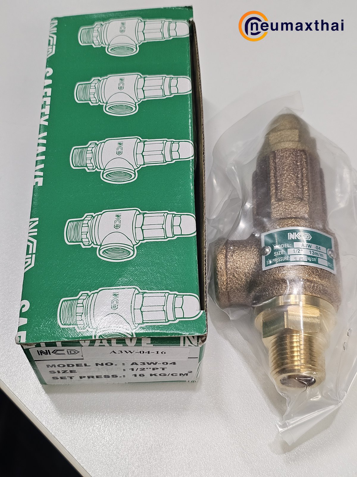 A3W-04-16 SAFETY RELIEF VALVE 1/2″ , 16Kgf/cm2 ,ไม่มีด้าม , “NCD”