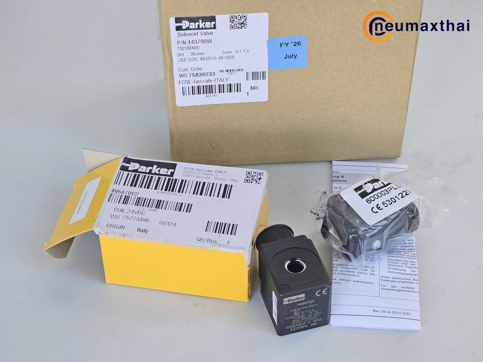 7321BEN00-EX-COIL-D4-P 2/2 SOLENOID VALVE 1.1/4″ TYPE:NC, DC24 “PARKER”