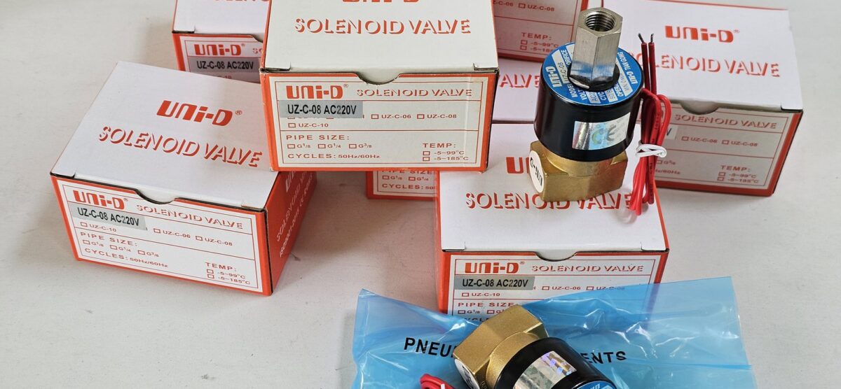 ส่ง UZ-C-08-AC220 3/2 SOLENOID VALVE 1/4″ AC220V ,”UNI-D”