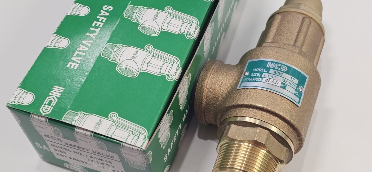 ส่ง A3W-12-10 SAFETY VALVE 1.1/4″ , SET 8BAR ,ไม่มีด้าม  “NCD”