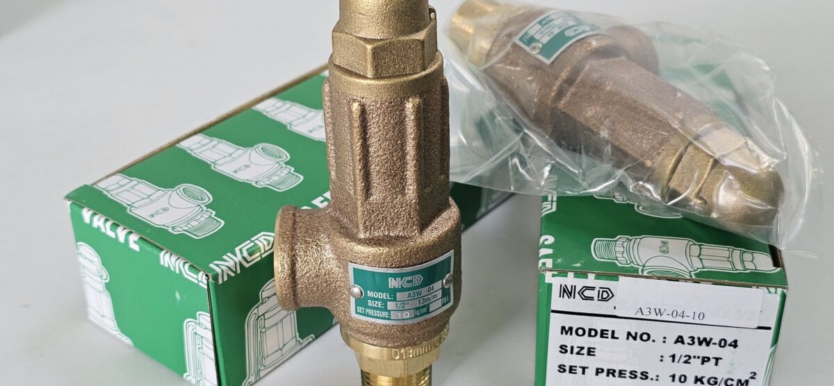 ส่ง A3W-04-10 SAFETY RELIEF VALVE 1/2″ 10Kgf/cm2 ไม่มีด้าม “NCD”