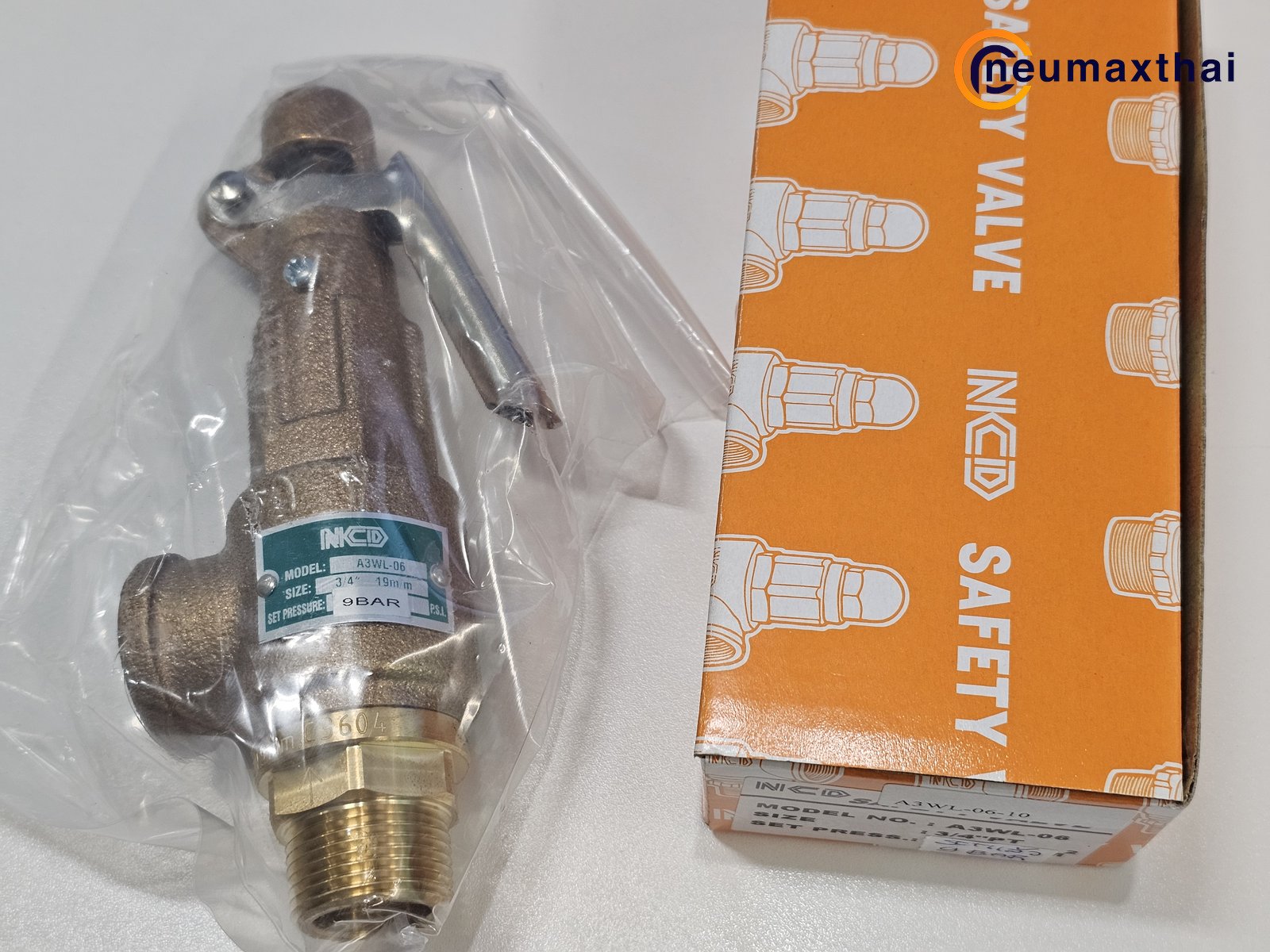 A3WL-06-10-9BAR SAFETY VALVE 3/4" ,SET 9BAR, มีด้าม ,"NCD"