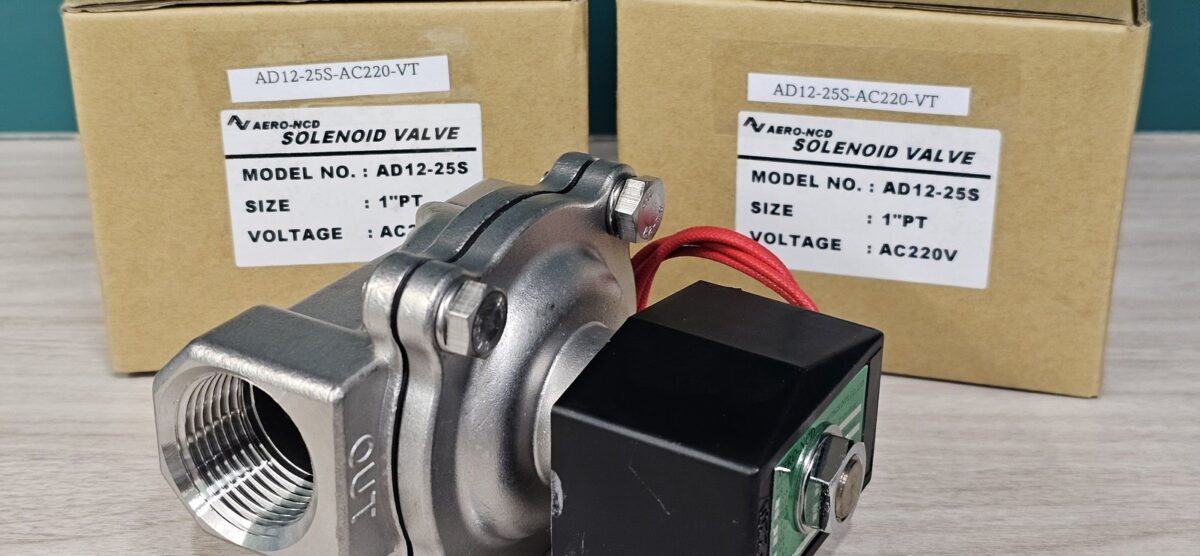 ส่ง AD12-25S-VT-AC220 2/2 SS SOLENOID VALVE 1″ ,220VAC , “AERO-NCD”