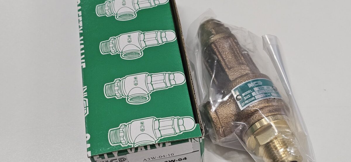 ส่ง A3W-04-10 SAFETY RELIEF VALVE 1/2″ , 10Kgf/cm2 ,ไม่มีด้าม , “NCD”