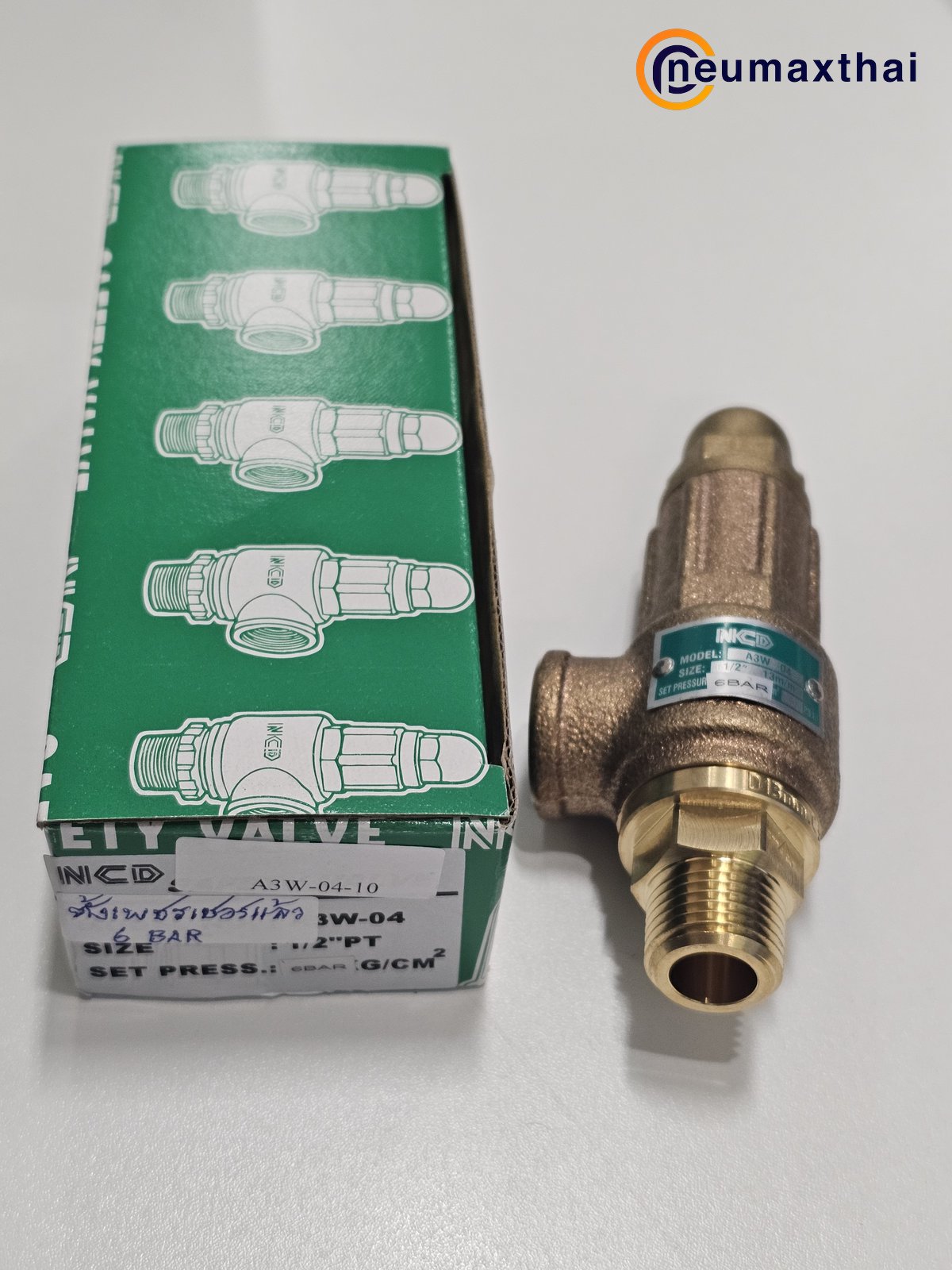 A3W-04-10 SAFETY RELIEF VALVE 1/2" , SET 6BAR, ไม่มีด้าม "NCD"