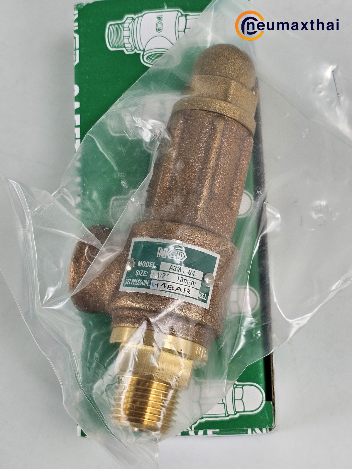 A3W-04-16 SAFETY RELIEF VALVE 1/2" , SET 14 BAR ,ไม่มีด้าม , "NCD"