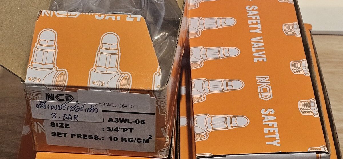 ส่ง A3WL-04-10-8BAR SAFETY RELIEF VALVE 1/2″ ,SET 8 BAR , มีด้าม , “NCD”