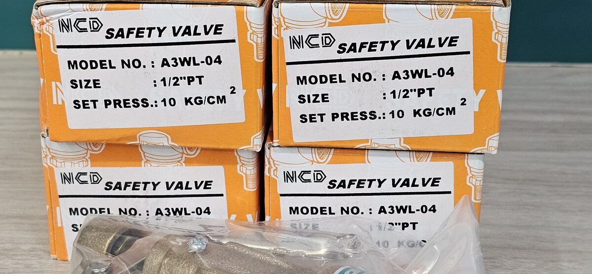 ส่ง A3WL-04-10 SAFETY VALVE 1/2″  10Kgf/cm2, มีด้าม ,”NCD”