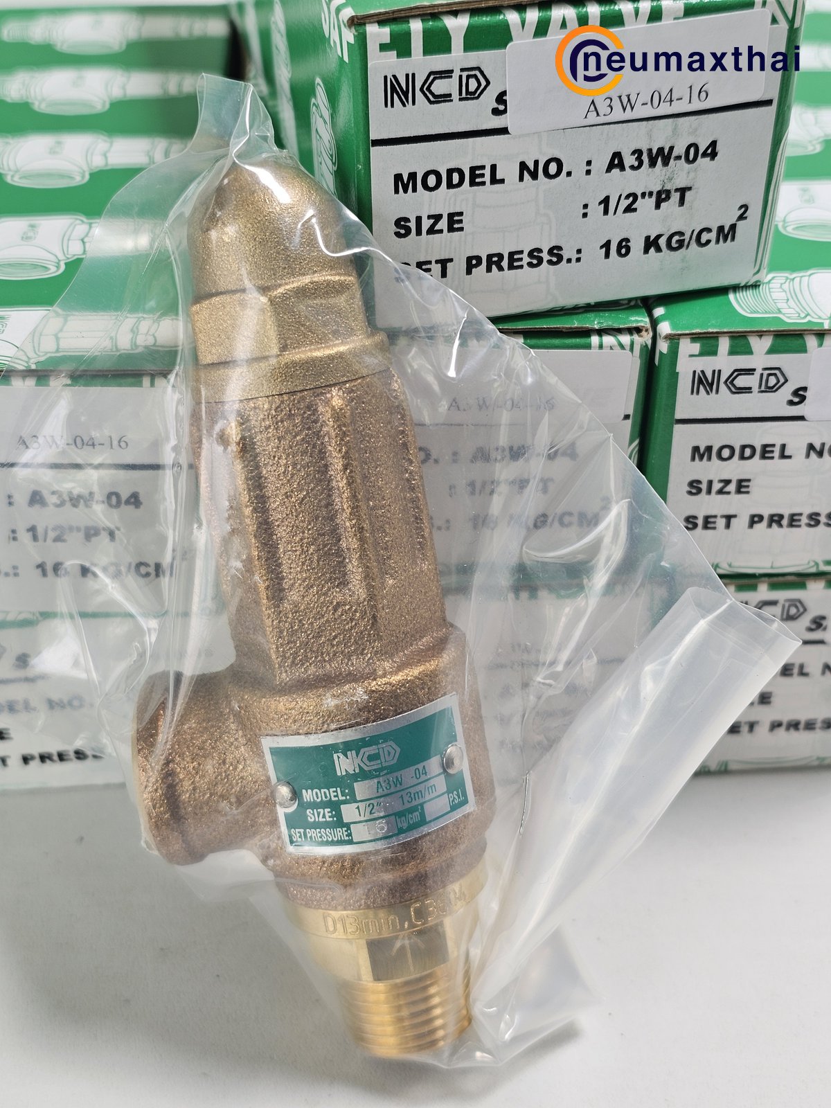 A3W-04-16 SAFETY RELIEF VALVE 1/2" , 16Kgf/cm2 ,ไม่มีด้าม , "NCD"