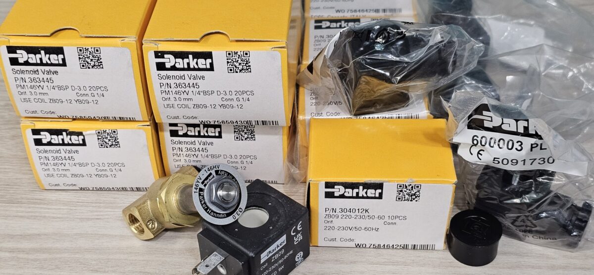 ส่ง P-VE146YV-2 2/2 SOLENOID VALVE 1/4″ , AC220 ,”PARKER”