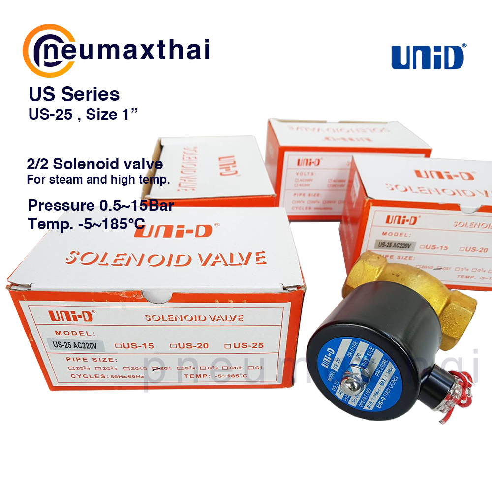 UNI-D ซี่รี่ส์ UD-US โซลินอยด์วาล์ว 2/2 สำหรับ High temperatures (Type:NC)