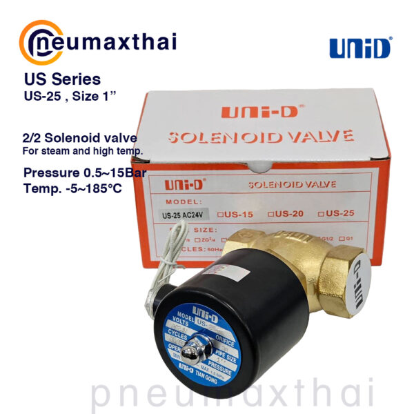 UNI-D ซี่รี่ส์ UD-US โซลินอยด์วาล์ว 2/2 สำหรับ High temperatures (Type:NC)