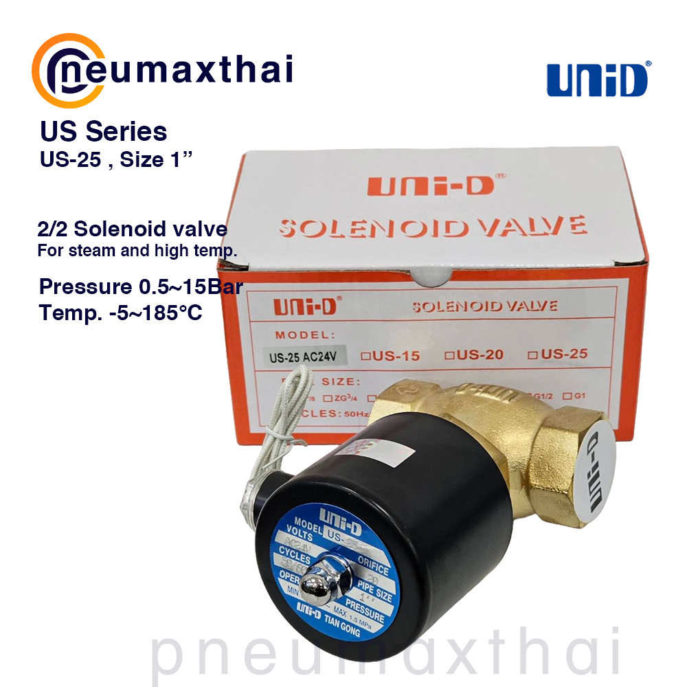 UNI-D ซี่รี่ส์ UD-US โซลินอยด์วาล์ว 2/2 สำหรับ High temperatures (Type:NC)